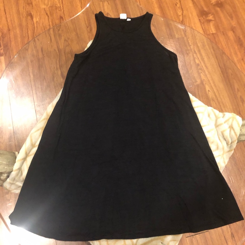 GAP Black Sleeveless A-line Midi Tank Dress